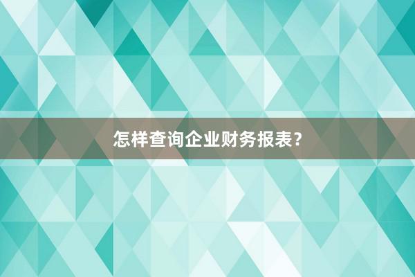 怎样查询企业财务报表？